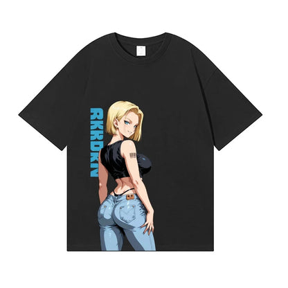 Dragon Ball Android 18 Japanese Style Classic Tee High-quality Streetwear Men's Clothing Women Clothing 2026 Summer New T Shirt