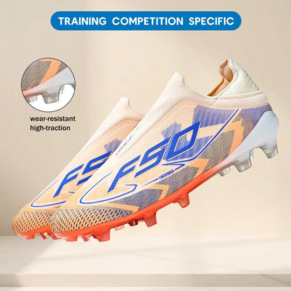 Classic Style AG FG football shoes PU Fabric Ventilated Upper TPU Wearproof Outsole Unisex Kids Outdoor Football Shoes