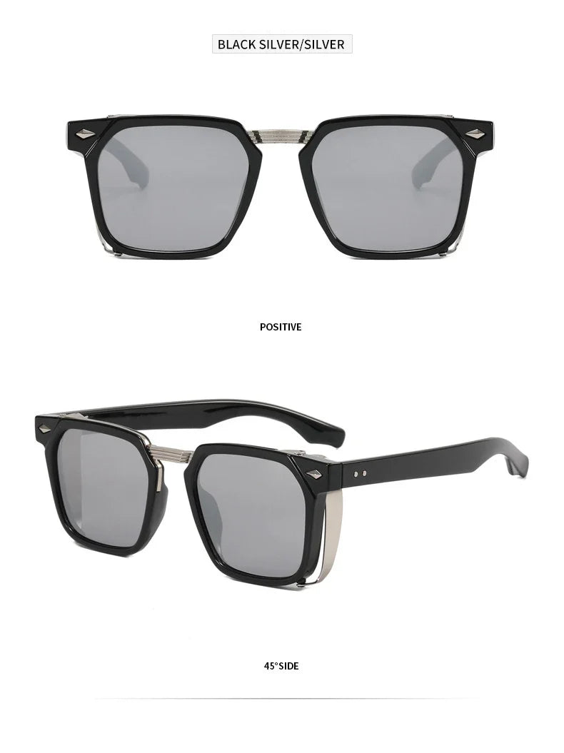 2023 Fashion Punk Sunglasses For Men Vintage Square Steampunk Glasses Luxury Sunglasses Women Trending Sonnenbrille Gafas De Sol