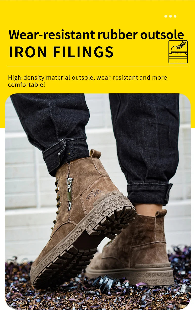 Latest 2024 Fashion Pig Skin Anti Scald Welding Shoes Indestructible Steel Toe Cap Nail Proof Men Safety Work Boots Sneakers