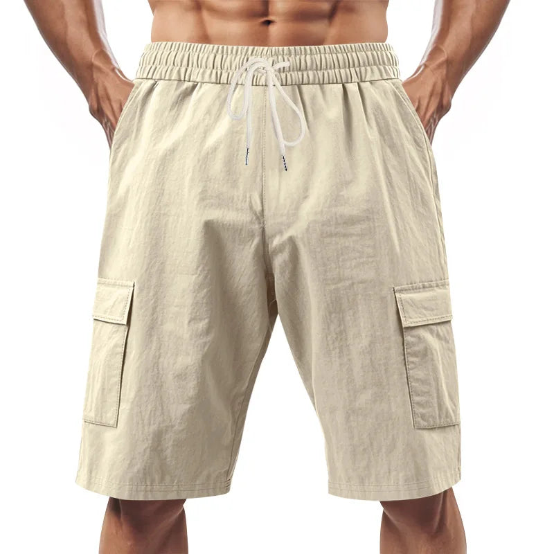 Casual Shorts Men Pants Men Sweatpants Joggers Fitness Clothing Multi-Pocket Work Shorts Relaxed-Fit Linen Pantaloncini Uomo