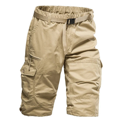 Mens Cargo Shorts Casual Half Pants Elastic Waist Summer Camo Shorts Sports Running Hiking Multiple Pockets Male Knee Pants