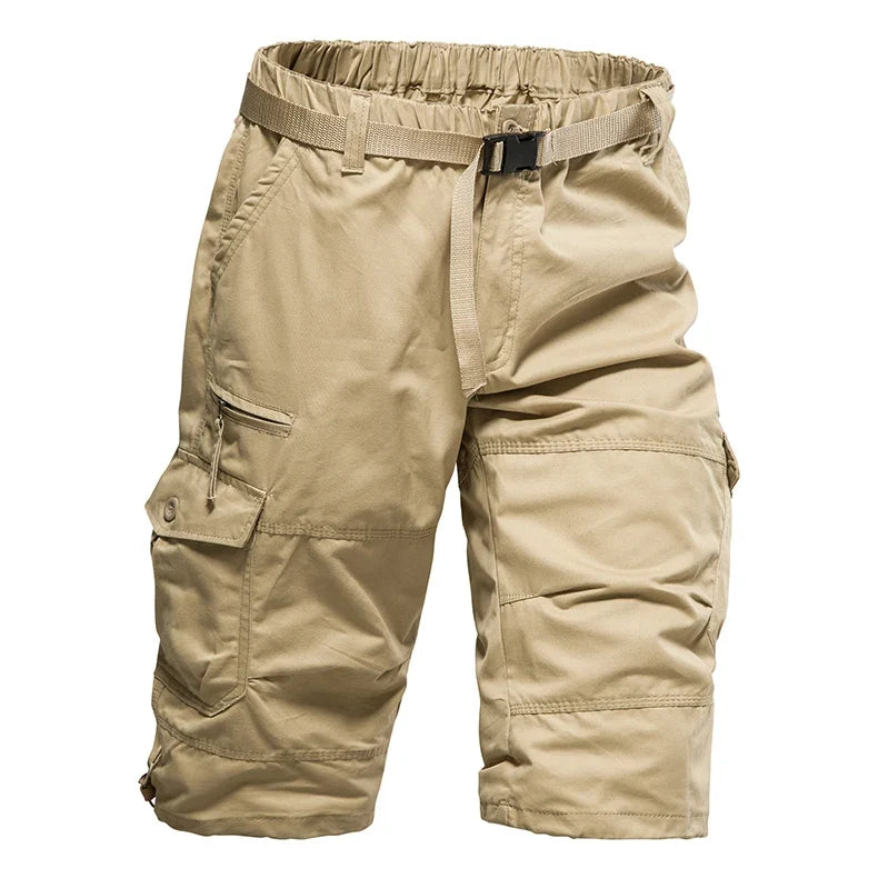 Men's Summer Casual Shorts Cotton Overalls Multi Pocket Knee Shorts American Style Sports Short Pants