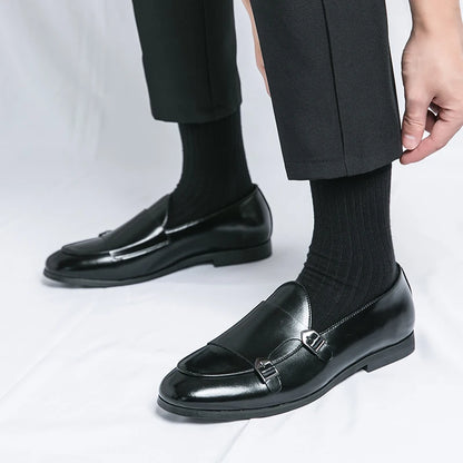 Man Leather Shoes Formal Monk Man Business Office Male Casual Dress Derby Shoes Buckle Wedding Party Luxury Botas Para Hombre