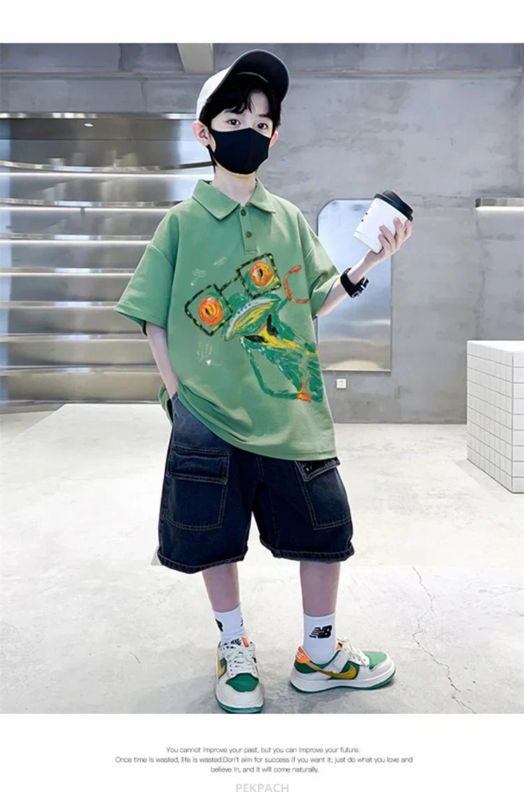 Teen Boys Clothing Sets Summer Big Size New Casual Outfits Kids Tracksuit For Boys Sport Suit Children Clothes 8 9 10 12 14 Year
