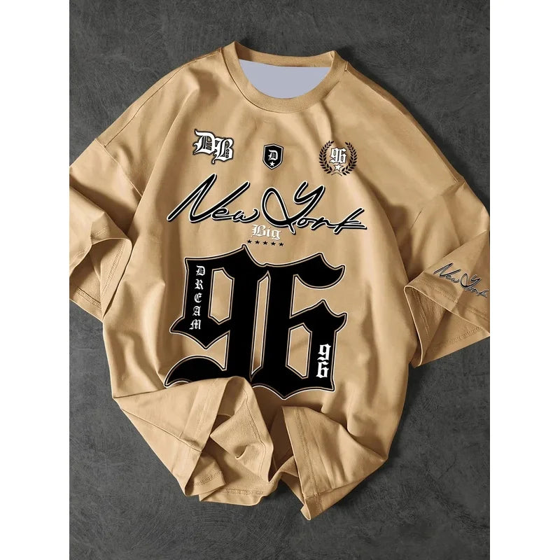 Summer 2025 New Men's New York 96 3d printed digital printed baseball T-shirt, short-sleeved O-neck casual T-shirt, oversized sp