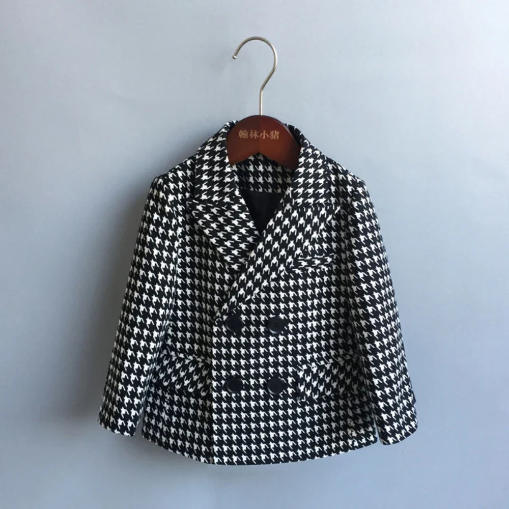 New Arrival Boys Stylish Plaid Suit Set 3 Pieces Jacket Pants Bow-tie Banquet Party Wear Double Breasted Kids Suits 80-150cm
