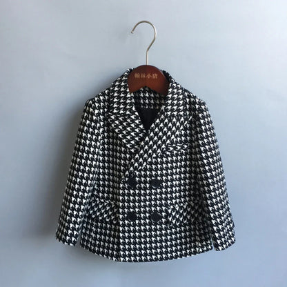 New Arrival Boys Stylish Plaid Suit Set 3 Pieces Jacket Pants Bow-tie Banquet Party Wear Double Breasted Kids Suits 80-150cm