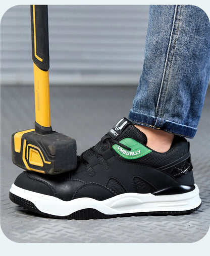 Fashion 2025 New Work Shoes Men Steel Toe Anti Smashing Indestructible Sneakers Splicing Design Comfortable Male Footwear