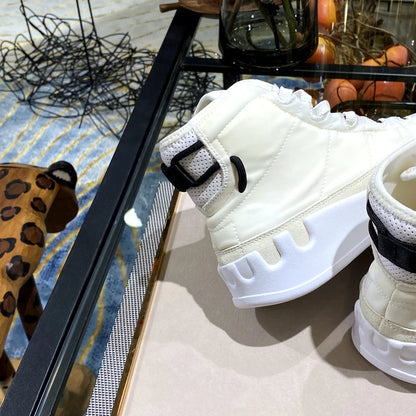 American European Fashion Casual Shoes Men High-top Sneaker Boots Cowhide Comfortable Leather Ankle Boots Lace-up Flat Trainers
