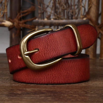 3.3cm Fashion Genuine Leather Pin Buckle Men's Belt Retro Korean Pure Cowhide Jeans Belts for Women Luxury Designer Cowboy