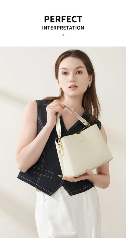 Genuine Leather Women's Bag Luxury Designer Shoulder Bag Large Capacity Cowhide Handbags High Quality Women Crossbody Bags