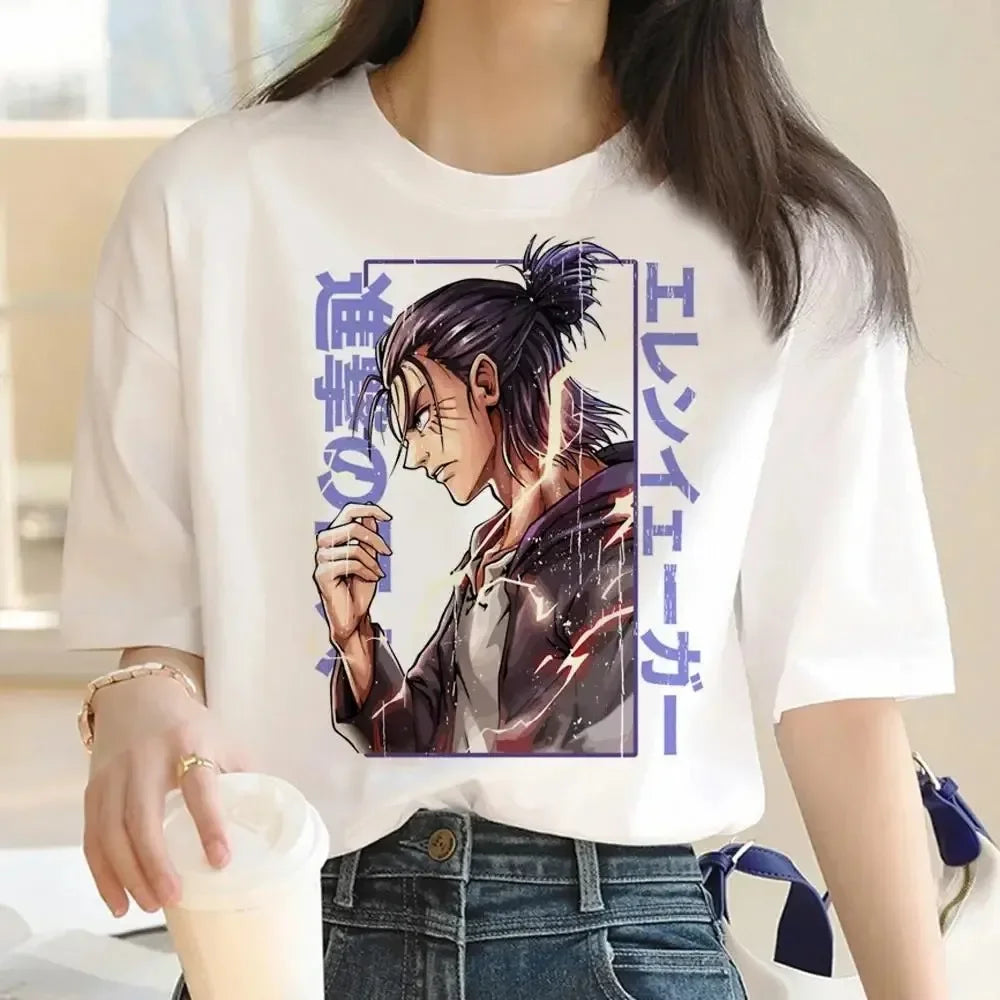 2024 New Anime Attack Titan Graphic Printing Harajuku T-Shirt Casual Fashion Short Sleeve Plus Size T-Shirt Ladies Short Sleeve