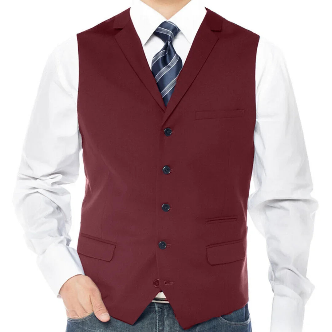 Men Vest Dark Gray Single Button With Lapel Solod Casual Business Waistcoat For Wedding Party Banquet Prom Work Men Suit Vest