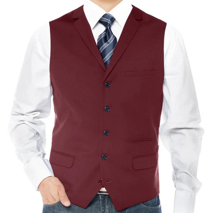 Men Vest Dark Gray Single Button With Lapel Solod Casual Business Waistcoat For Wedding Party Banquet Prom Work Men Suit Vest