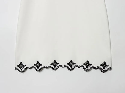 European and American style 2025 winter new women's clothing artificial pearl embroidery sleeveless short dress
