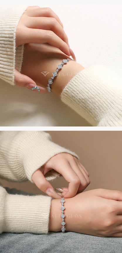 Stars Design Moissanite Bracelets For Women S925 Sterling Silver Adjustable 24cm Box Chain Lucky Birthday Gifts Jewelry
