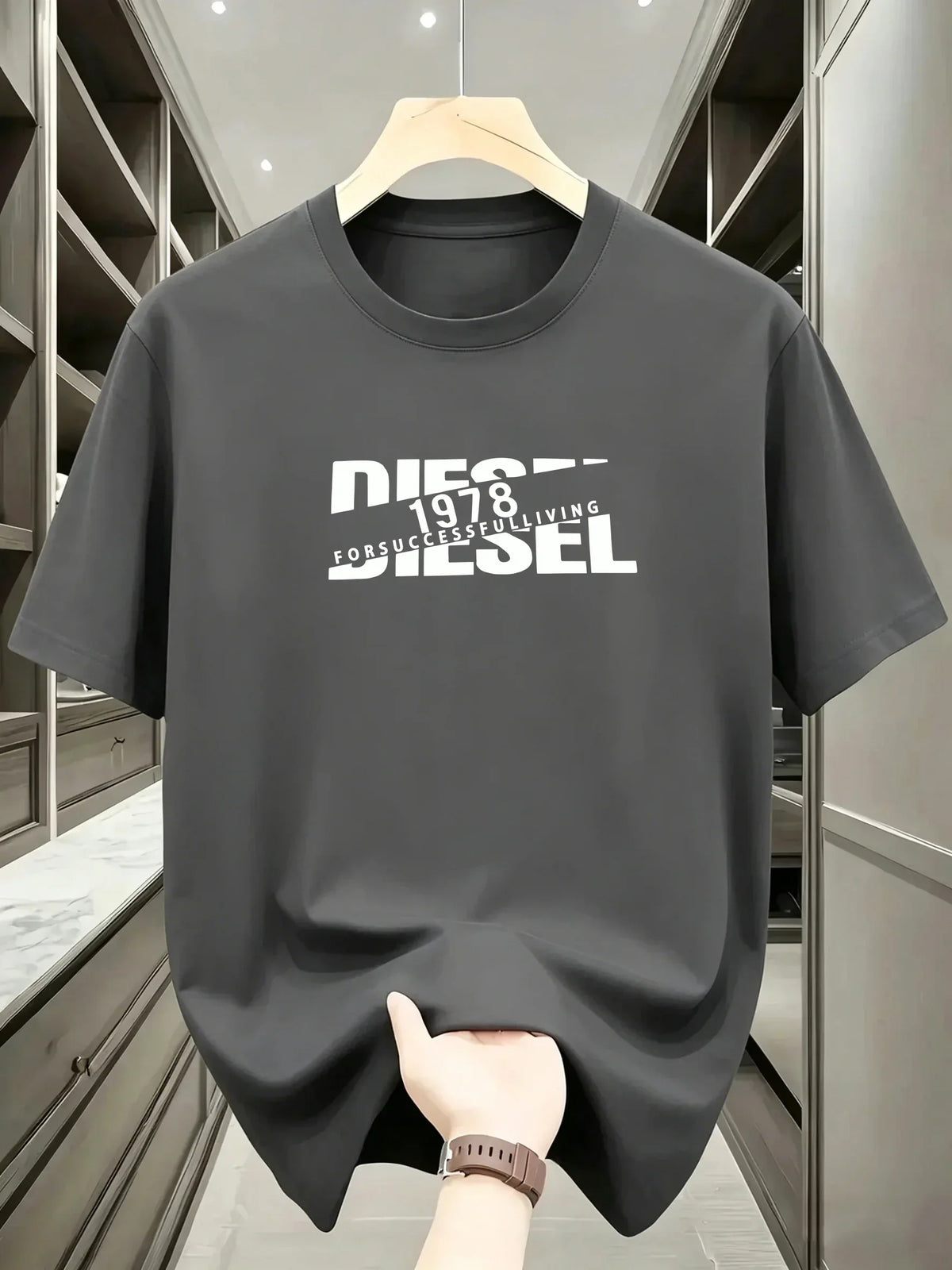 New European and American Trendy Men's Fashionable Casual Short Sleeved T-shirt, Solid Color T-shirt, Men's Summer Sports Tops