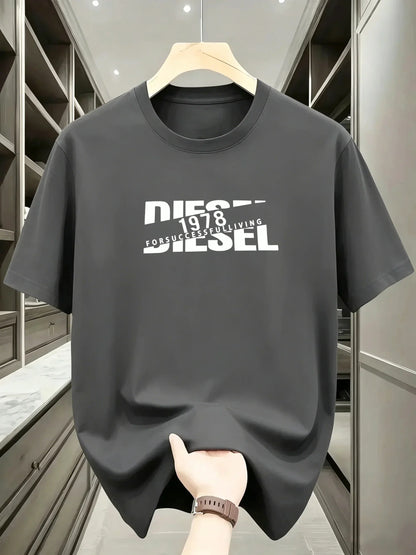 New European and American Trendy Men's Fashionable Casual Short Sleeved T-shirt, Solid Color T-shirt, Men's Summer Sports Tops