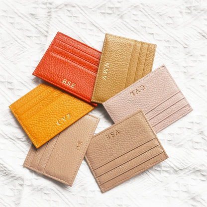 Porte-cartes en cuir de vachette avec logo personnalisé pour femme et homme, sac à cartes fin en cuir véritable, gravure du nom, portefeuille de luxe décontracté