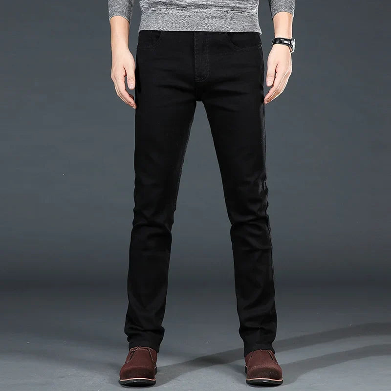 Men Plus Size Jeans 38 40 Slim Skinny Stretch Straight Classic Version of Simple Black Denim Pants Male Brand Clothing