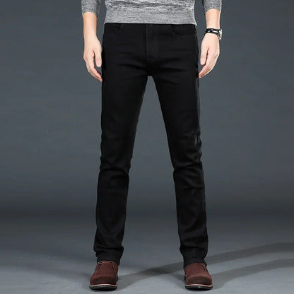 Men Plus Size Jeans 38 40 Slim Skinny Stretch Straight Classic Version of Simple Black Denim Pants Male Brand Clothing