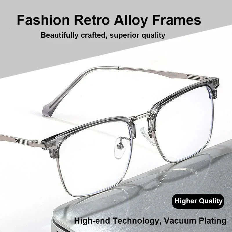 Men's Classic Business Eyeglasses Frames Anti-Blue Light Reading Glasses Myopia Hyperopia Customizable Prescription KE001
