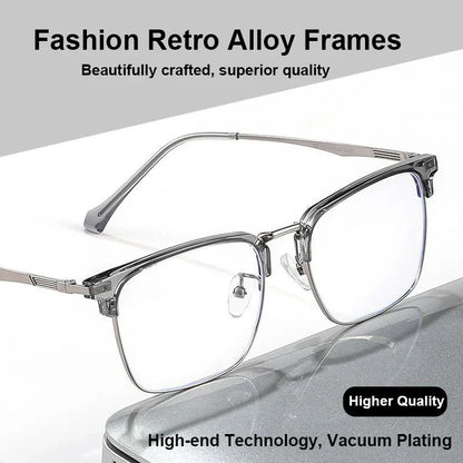 Men's Classic Business Eyeglasses Frames Anti-Blue Light Reading Glasses Myopia Hyperopia Customizable Prescription KE001