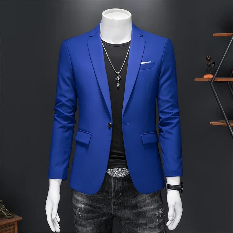 Plus Size 6XL-M Fashion Mens Solid Color Suit Jacket High Quality Business Slim Fit Casual Blazers Formal Social Wedding Tuxedo