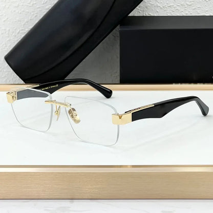 Luxury Rimless Sunglasses Irregular Square Alloy Acetate High Street Men Women Handmade in Germany UV400 THE MAGIC III with Case