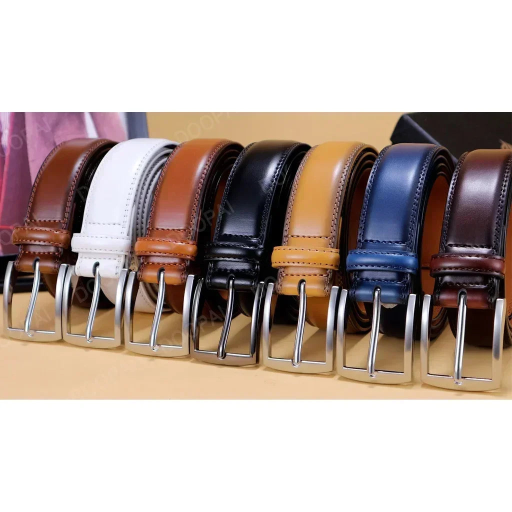 Men's Leather Belt Needle Buckle Belt Trendy New Casual Genuine Leather LONG Large Belts Cowhide Men's Belt Plus Size Men Belts