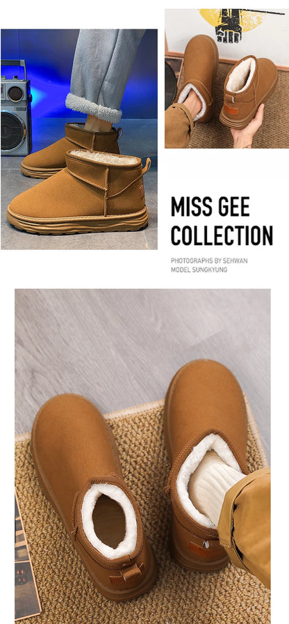 2025 Winter Snow Boots for Men New Fashion Australia Boots 39-47 Classic Top Quality Suede Leather Ankle Boots Warm Mens Shoes
