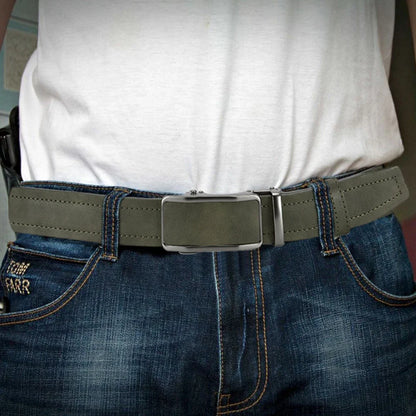 Men's Leather Belt Men's High-quality Business Belt Automatic Buckle Fashionable Ratchet Belt Can Be Adjusted Freely 2PCS
