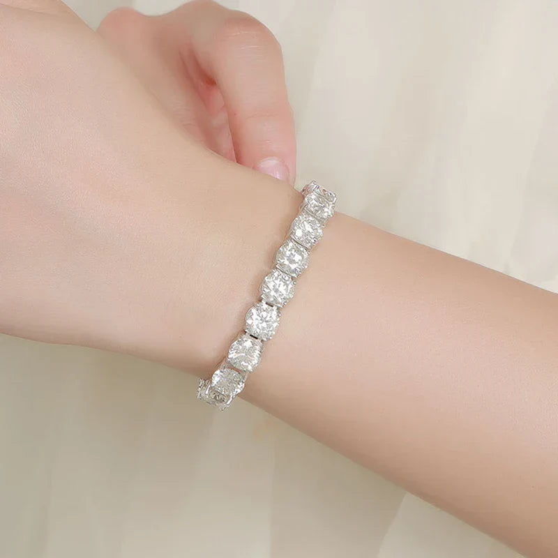 Each 6.5/8mm Full Moissanite Tennis Bracelets for Women Men Hip Hop Original Full Diamond 925 Sterling Silver Chain GRA