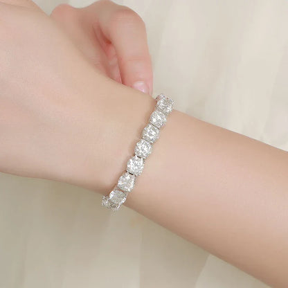 Each 6.5/8mm Full Moissanite Tennis Bracelets for Women Men Hip Hop Original Full Diamond 925 Sterling Silver Chain GRA