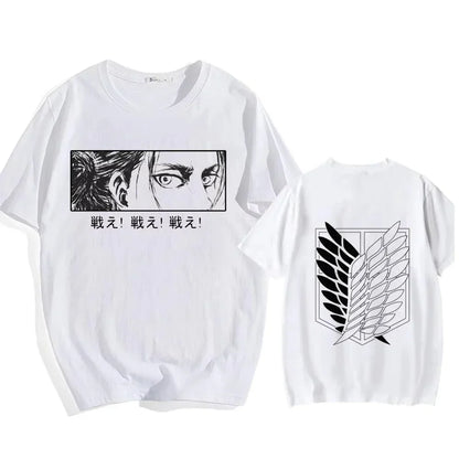 Attack on Titan Streetwear Men's T Shirt Eren Yeager Shingeki No Kyojin  Anime Summer Cotton Women Tops Tees Casual High Quality