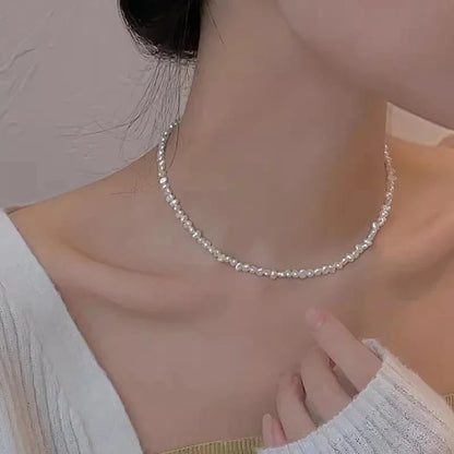 4-5mm Baroque Freshwater Pearl Necklaces with 5cm Extend Chain 925 Sterling Silver 38 45 50cm Necklaces Jewelry Gift 2026 New