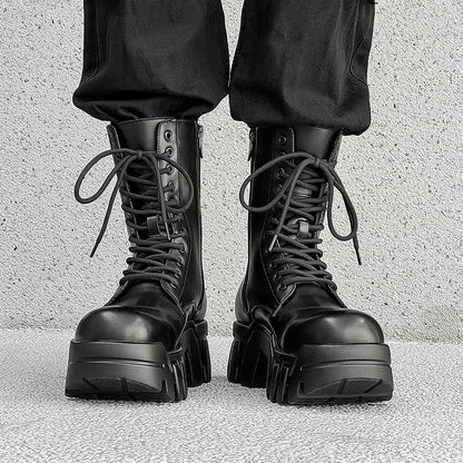 men fashion punk gothic platform boots designer original leather shoes cowboy high boot women stylish long motorcycle botas mans