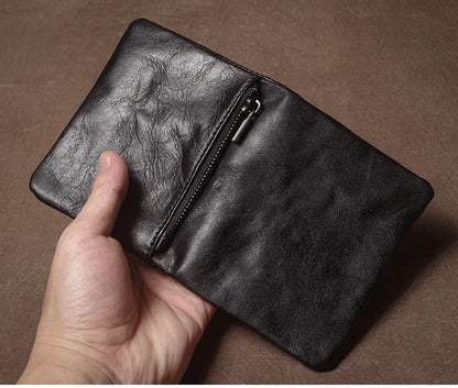 Vintage Genuine Leather Wallet For Men Women Zipper Coin Purse Driver License ID Card Holder Short Bifold Cowhide Purse