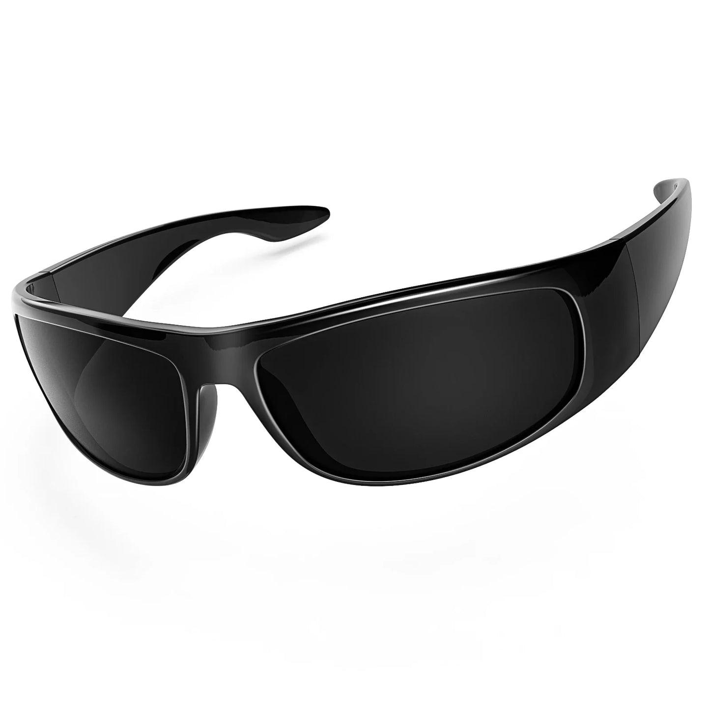 Super Dark Sunglasses for Men Black Wrap Around Sun Glasses UV400 Protection eyewear W8005