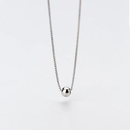 Trendy Tiny Simple Bead Necklace Pendant New Sale 100% 925 Sterling Silver Round Jewelry For Women & Girls Party Gift