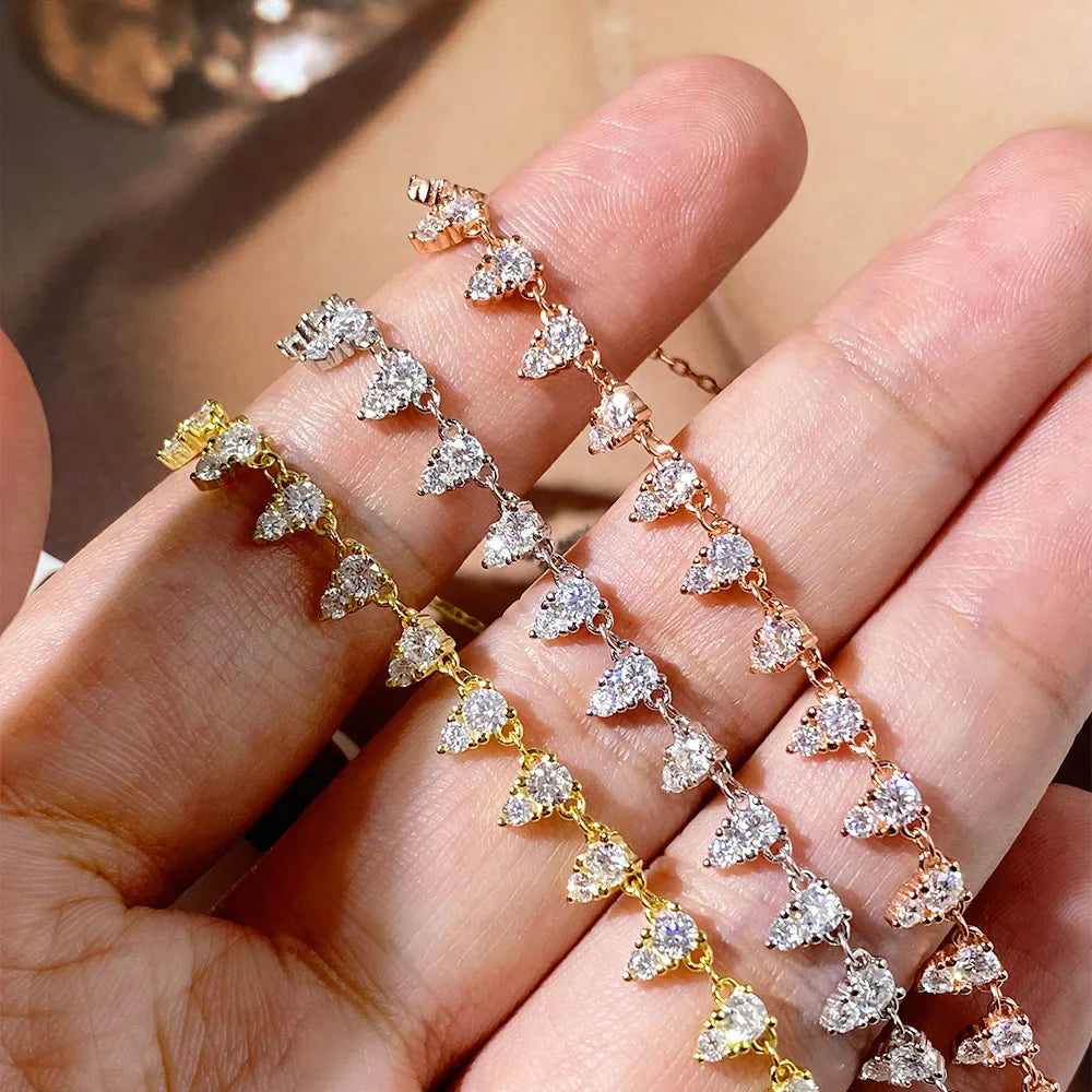 2mm/3mm D Color Moissanite Tennis Necklace s925 Sterling Silver 18inch Chain, Wedding Necklaces for Women Fine Jewelry