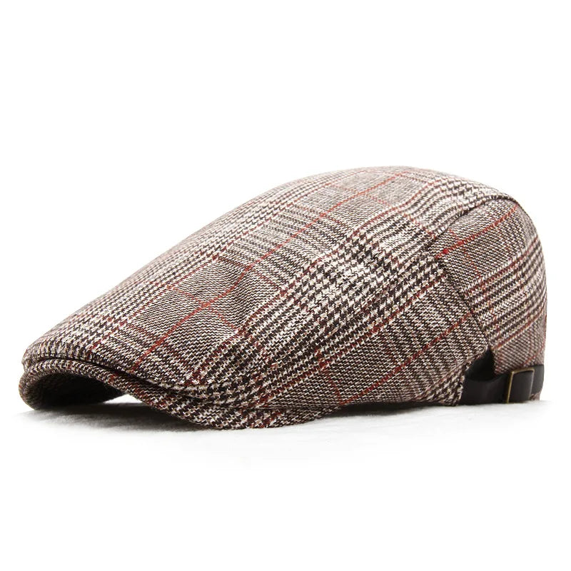 Men's Women's Beret Herringbone Flat Ivy Newsboy Hat Wool Blend Gatsby Cabbie Adjustable Cap