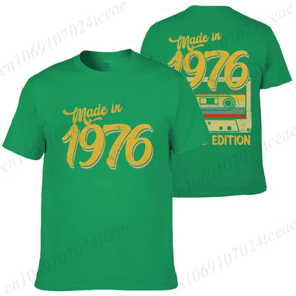 Made in 1976 Limited Edition Birthday Print T-Shirt for Men Hip Hop Streetwear 1976 Limited Cassette Men's Women Clothing Brand