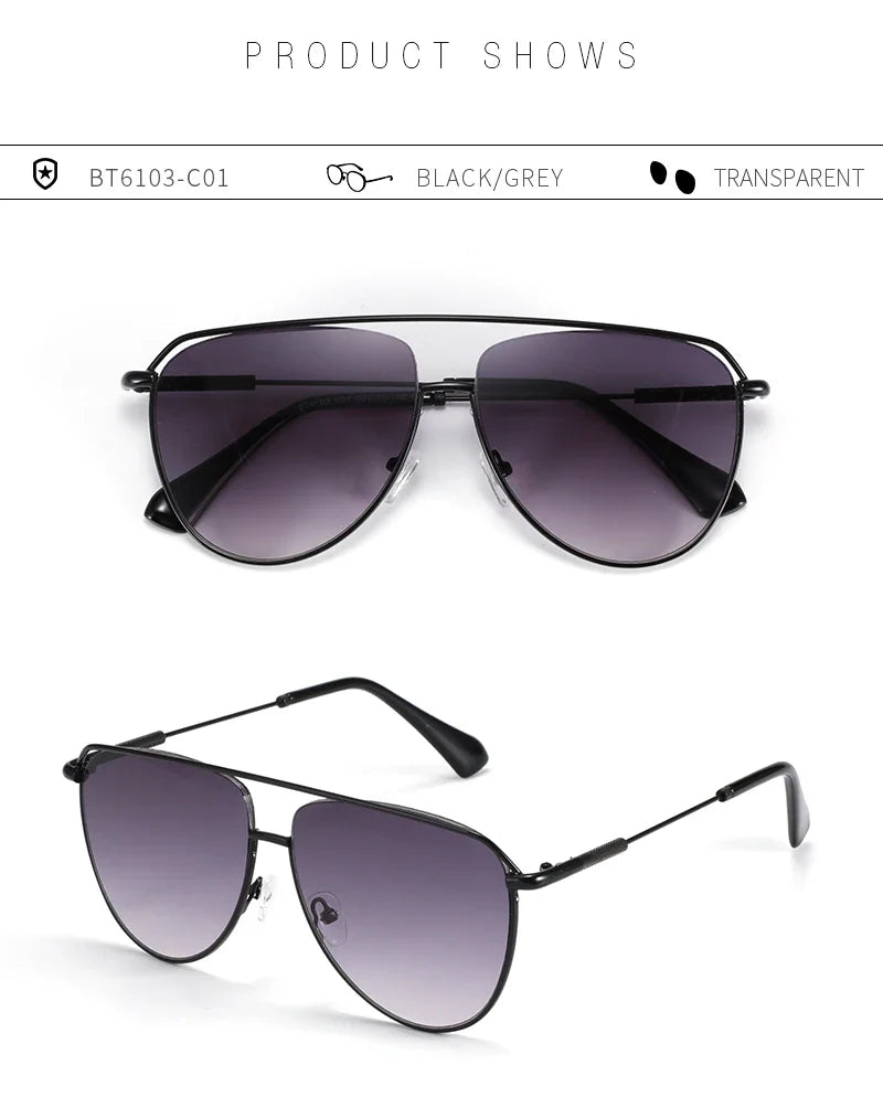 Trend Pilot Sunglasses Women's Fashion Double Bridge Metal UV400 Gradient Sunglasses Women's  Outdoor Sunglasses
