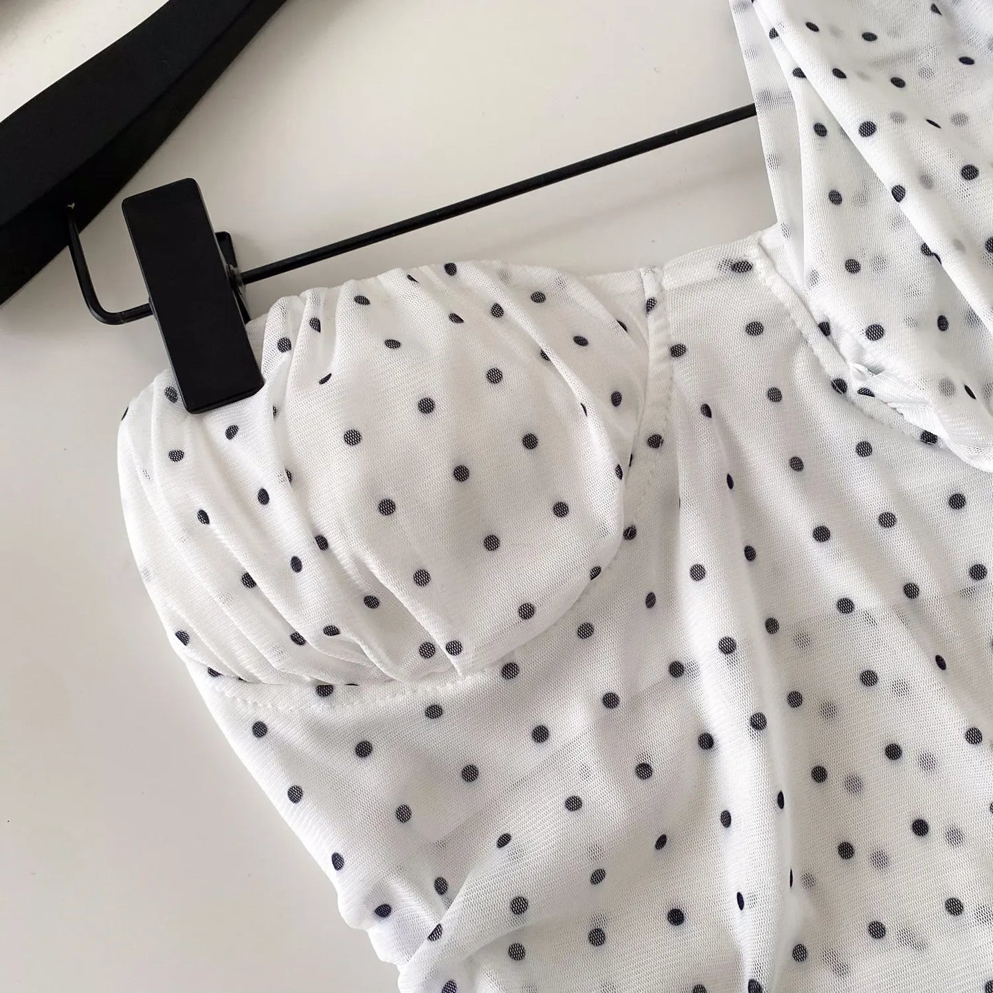 Polka Dot Holiday Top Women Strapless Backless Ribbons Sheer Spicy Girl Camisole 2026 Summer Mesh Hotsweet Sexy Camis