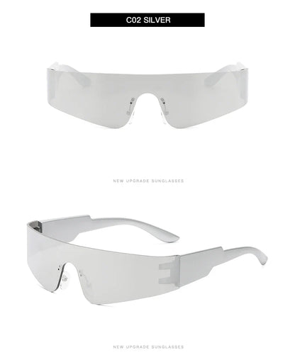 Cycling Punk One Piece Sunglasses Women Goggle Mirrored Y2K Sun Glasses Men 2000'S Wrap Around Eyeglasses Fashion Eyewear