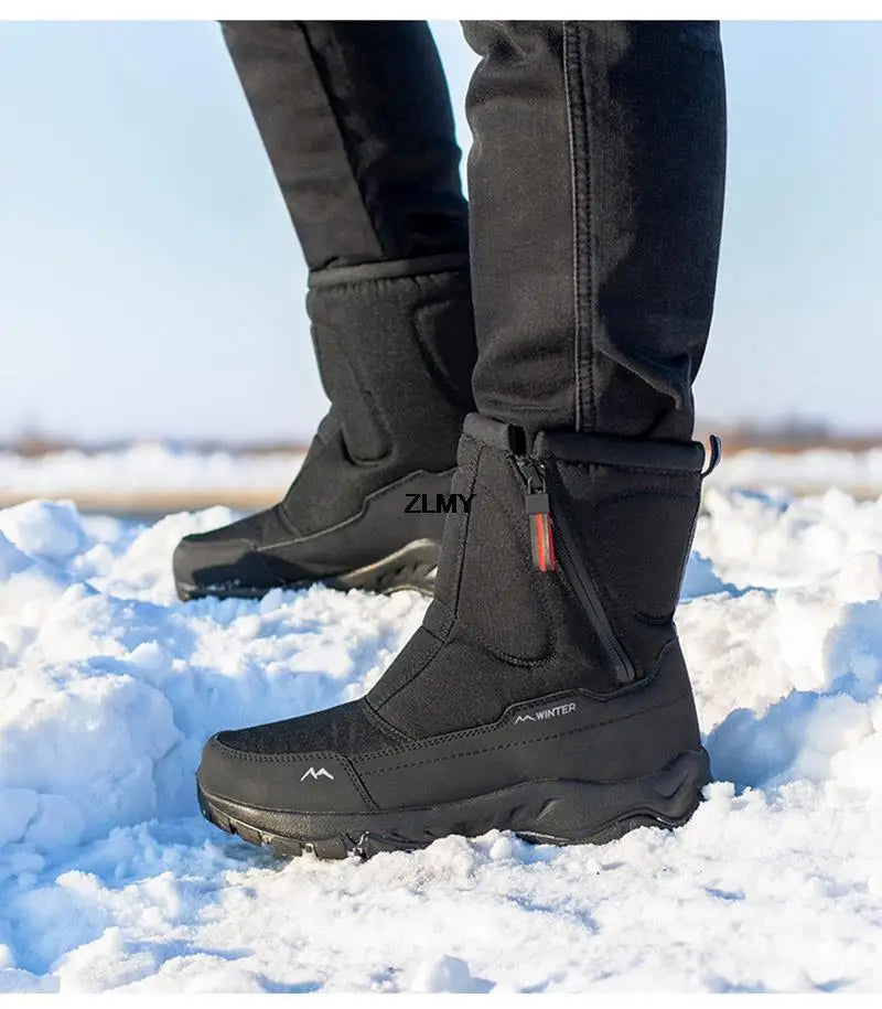 Waterproof Men Women Snow Boots High Top Ankle Winter Boots Platform Warm Plush Man Cutton Shoes Outdoor Non-slip Snowboots Male
