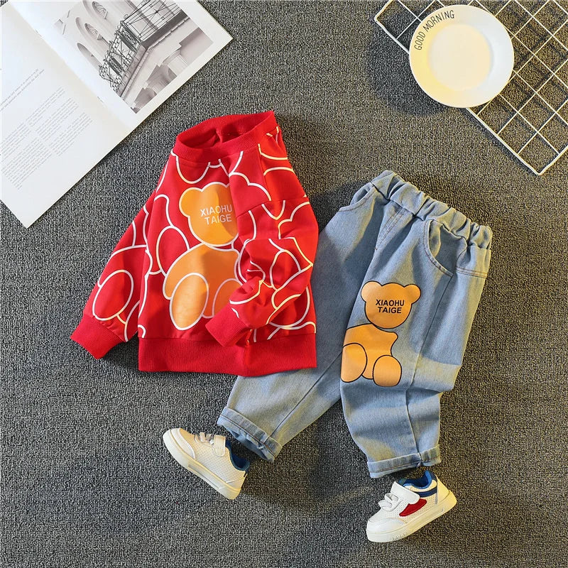 New Spring Autumn Baby Girl Clothes Children Boys Fashion Cartoon T-Shirt Pants 2Pcs/Sets Toddler Sports Costume Kids Tracksuits