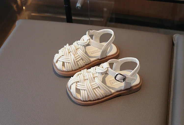 New Sandals Summer Children's Woven Casual Baby Shoes Girls Beach Shoes Slipper Size 22-31